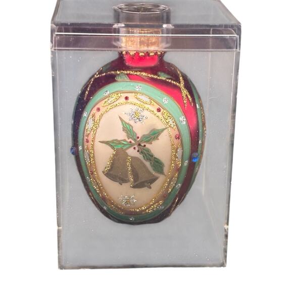 2005 LIMITTED SERIES HAND CRAFTED CHRISTMA HOLIDAY GLASS ORNAMENT EGG SHAPE - Picture 3 of 7